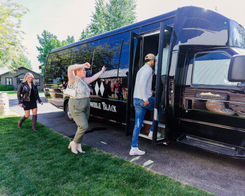 Exterior with People Getting On