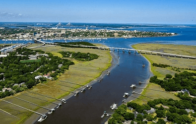 James Island drone flying overhead