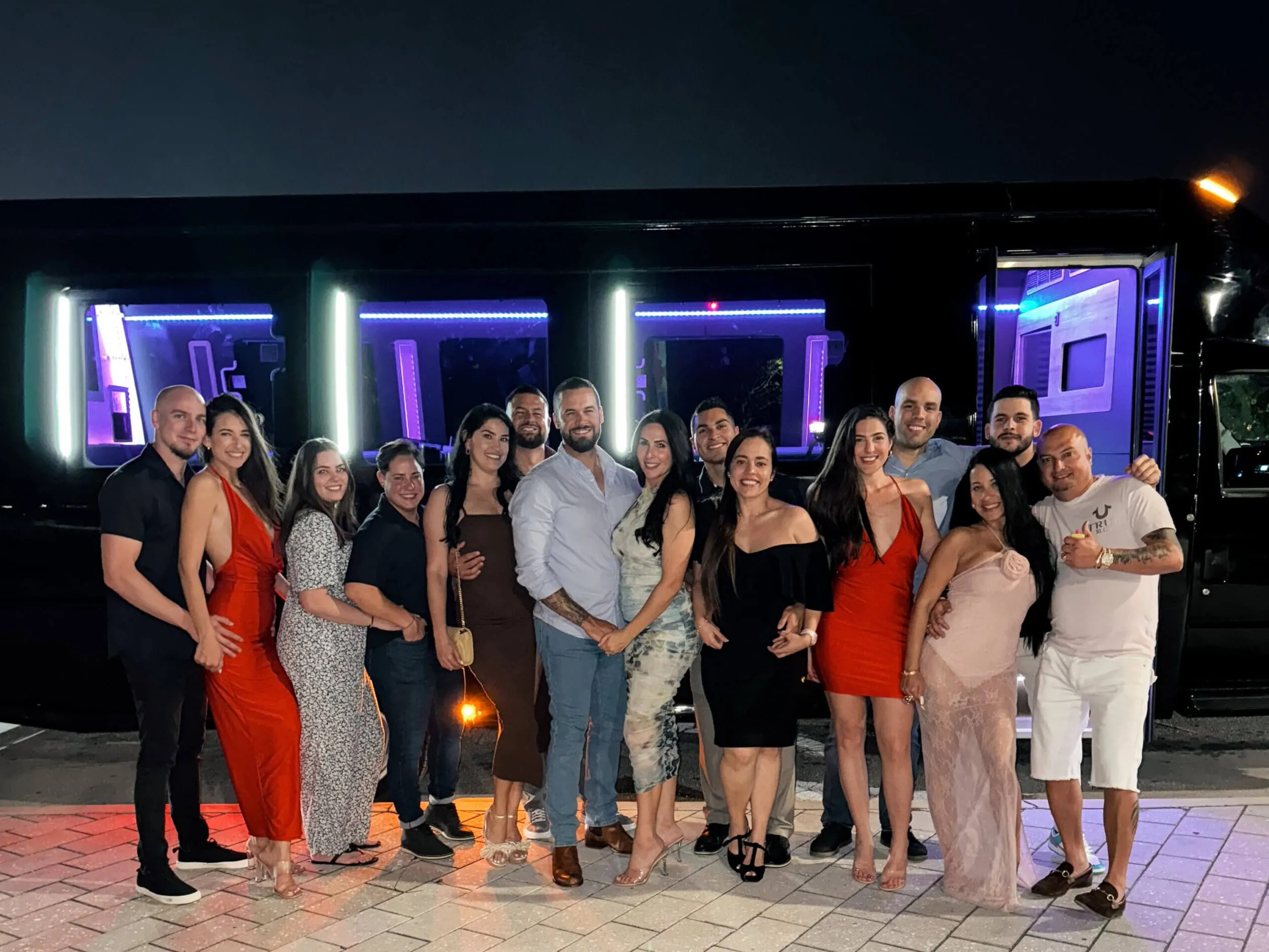 Double Black Transportation party bus in Miami, Florida